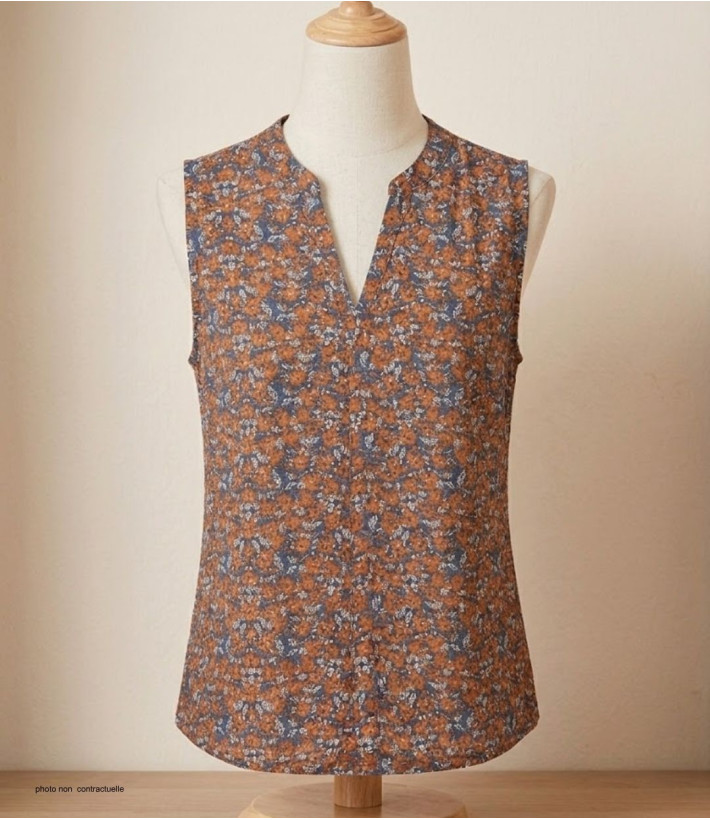 MAYFLOWER VOLTIGE1 — Chemisier sans manches orange en viscose