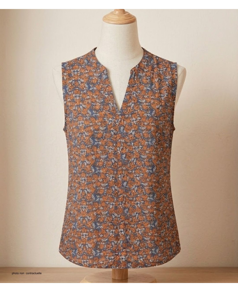 MAYFLOWER VOLTIGE1 — Chemisier sans manches orange en viscose