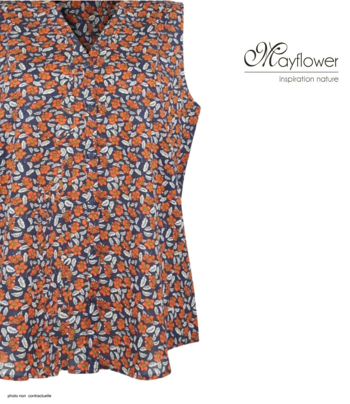 MAYFLOWER VOLTIGE1 — Chemisier sans manches orange en viscose