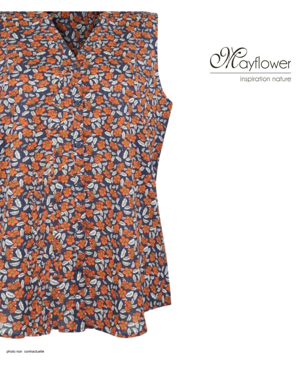 MAYFLOWER VOLTIGE1 — Chemisier sans manches orange en viscose