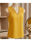 Top sans manches MAYFLOWER CHF3053A jaune en crêpe chic