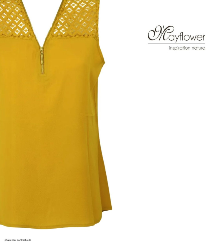 Top sans manches MAYFLOWER CHF3053A jaune en crêpe chic