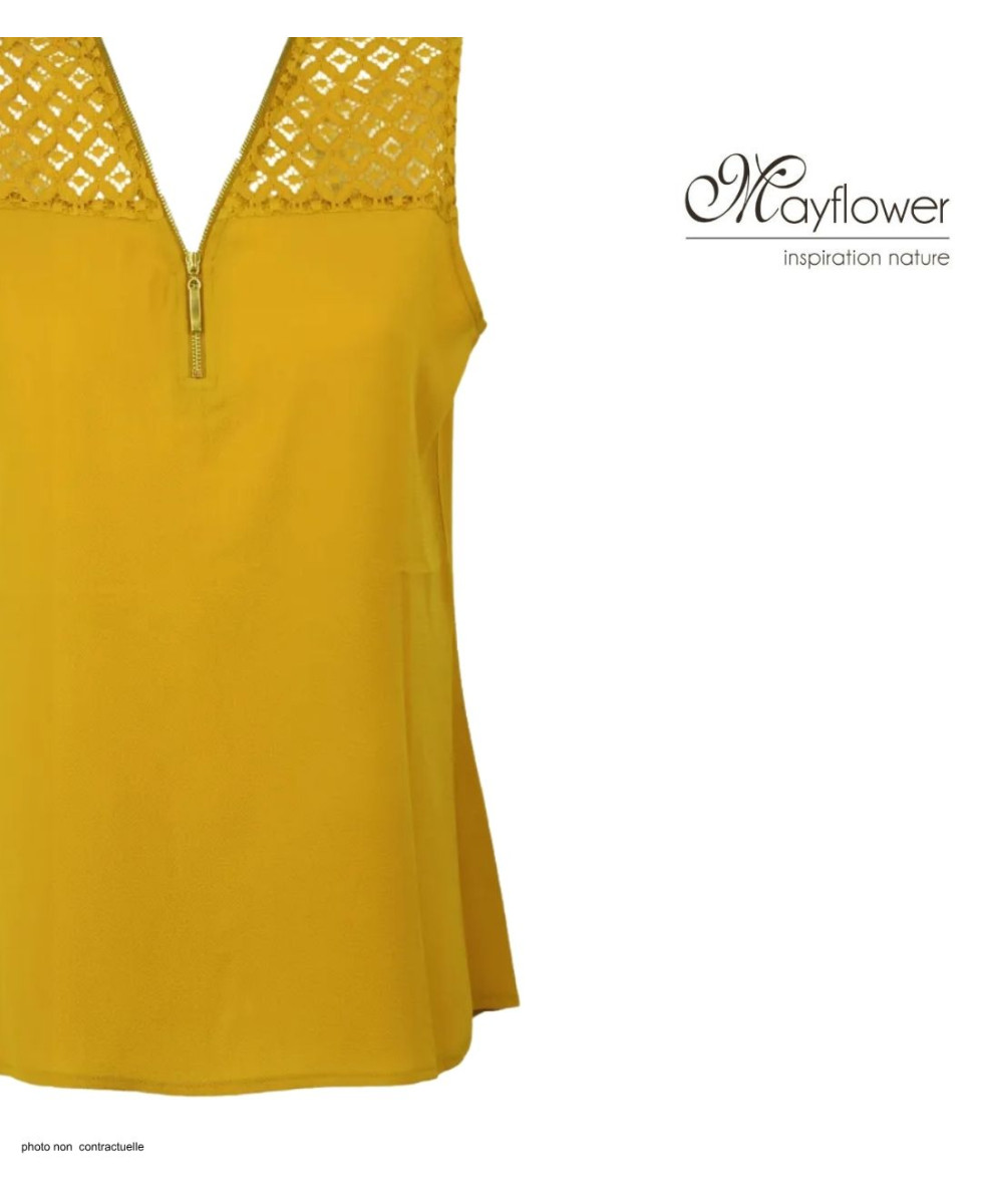 Top sans manches MAYFLOWER CHF3053A jaune en crêpe chic