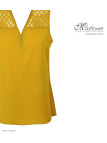 Top sans manches MAYFLOWER CHF3053A jaune en crêpe chic