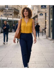 Top sans manches MAYFLOWER CHF3053A jaune en crêpe chic