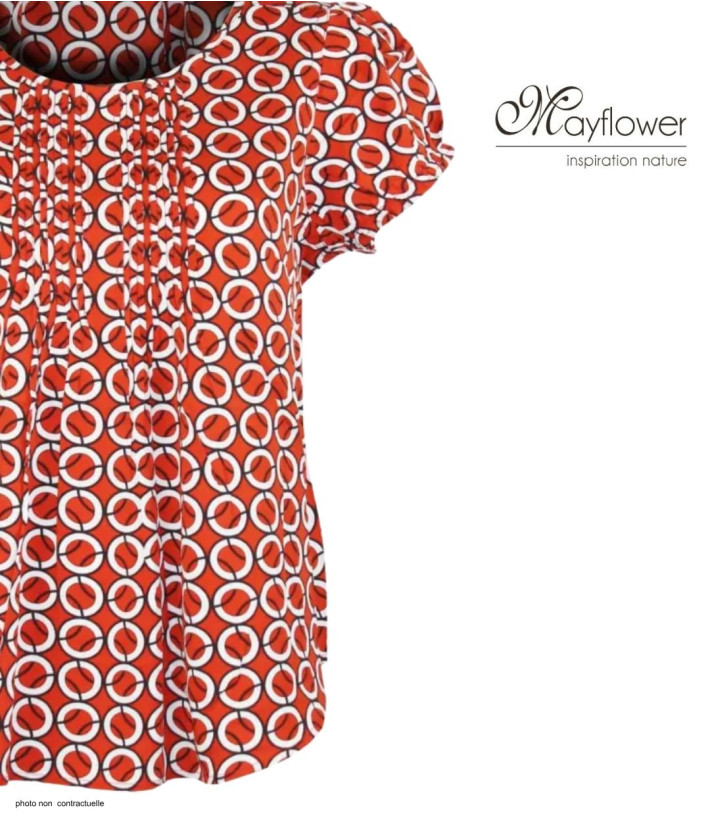 MAYFLOWER VANILA1 Chemisier Plissé Fleuri Rouge Bordeaux