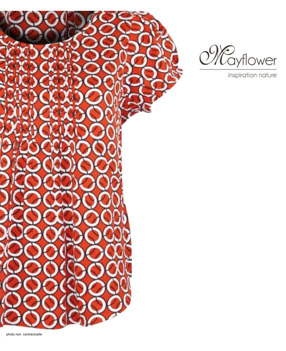 MAYFLOWER VANILA1 Chemisier Plissé Fleuri Rouge Bordeaux