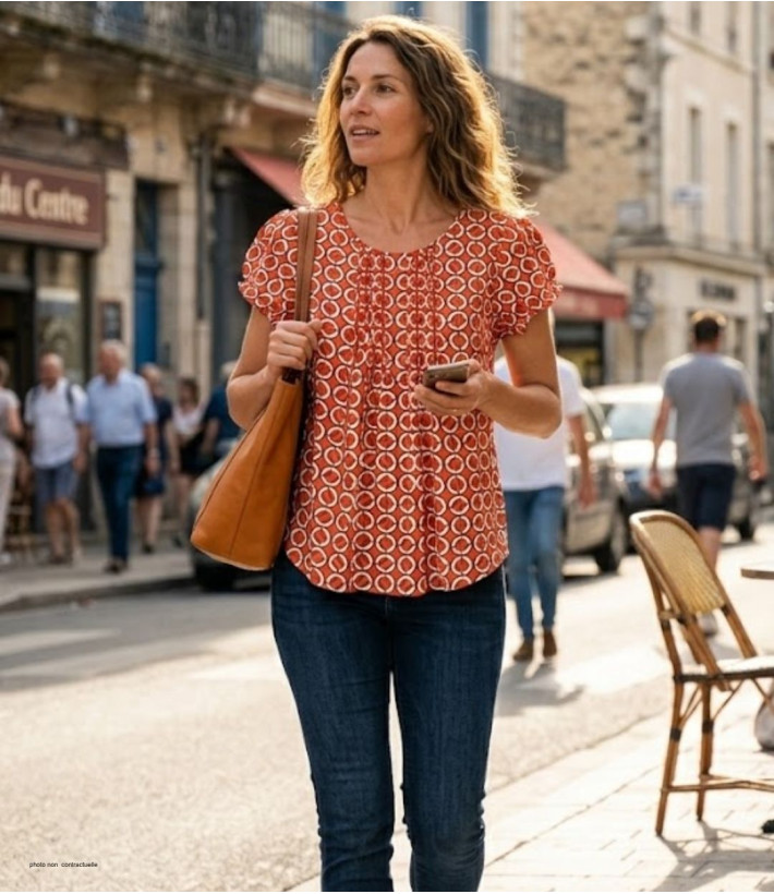 MAYFLOWER VANILA1 Chemisier Plissé Fleuri Rouge Bordeaux