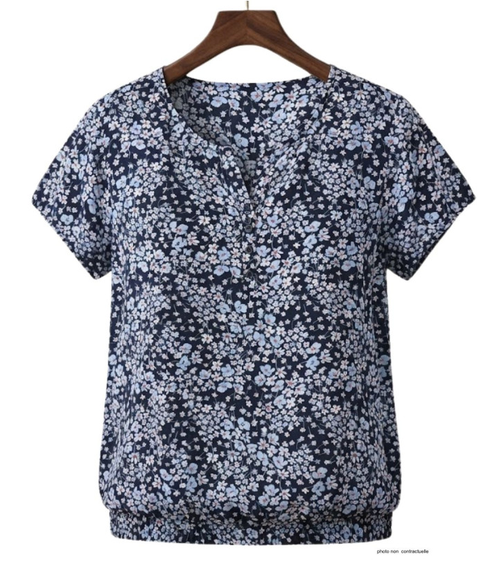 MAYFLOWER VACANCES1 Chemisier Fleuri Bleu Léger