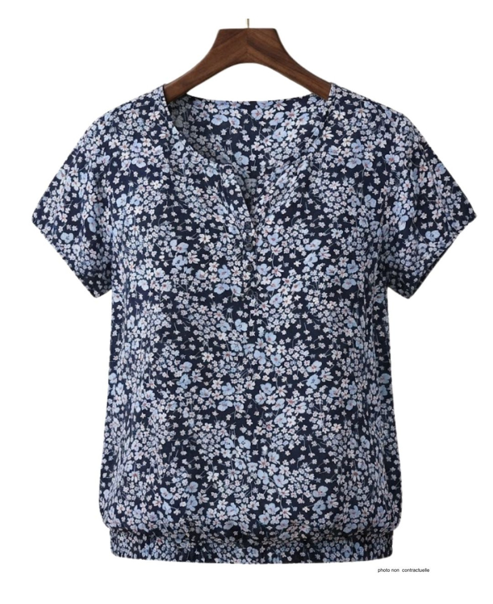 MAYFLOWER VACANCES1 Chemisier Fleuri Bleu Léger