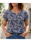 MAYFLOWER VACANCES1 Chemisier Fleuri Bleu Léger