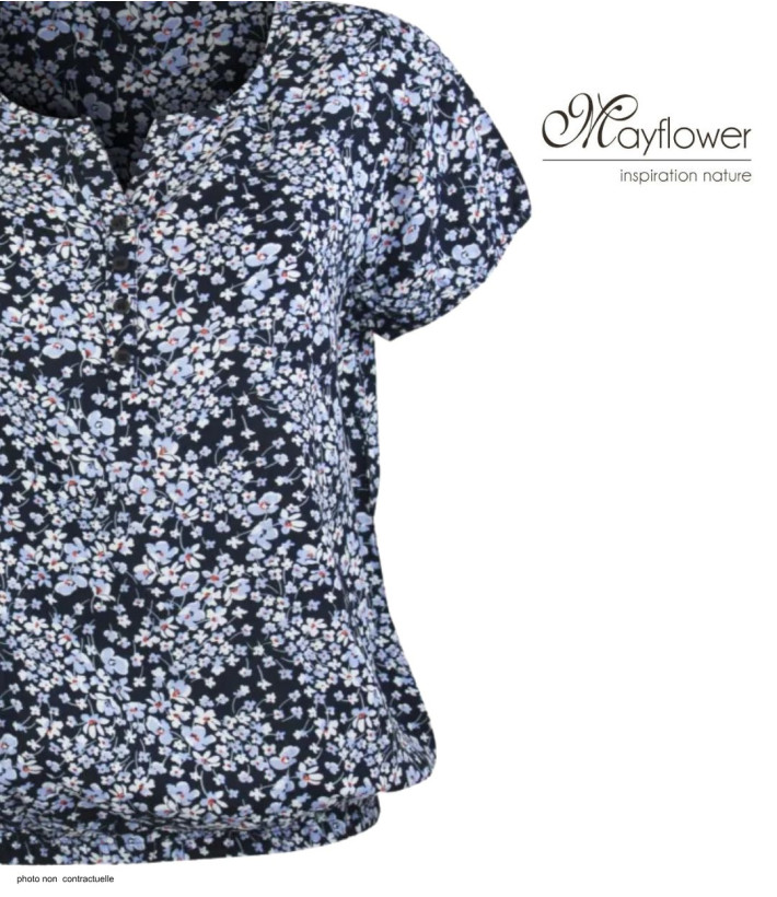 MAYFLOWER VACANCES1 Chemisier Fleuri Bleu Léger