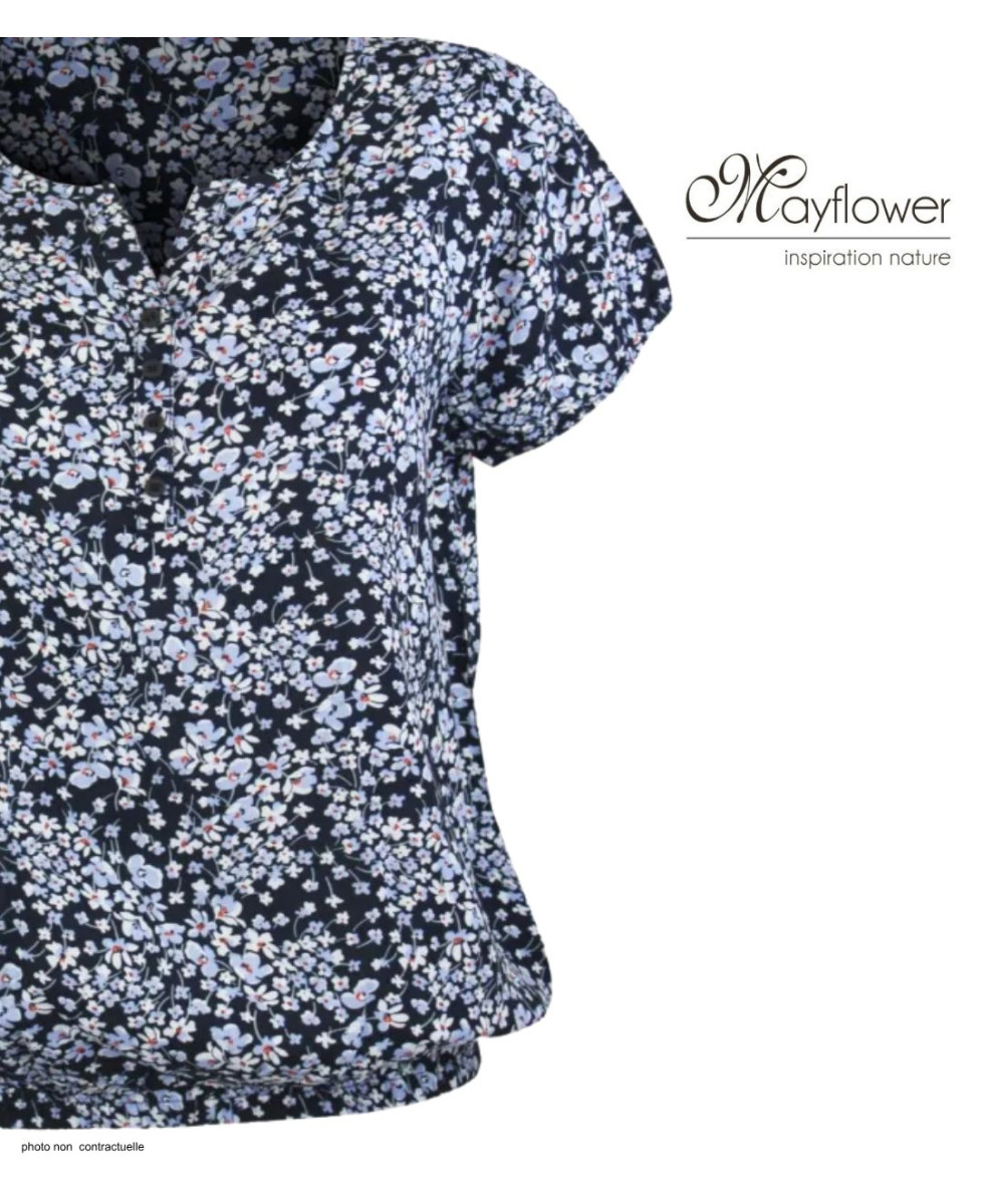 MAYFLOWER VACANCES1 Chemisier Fleuri Bleu Léger