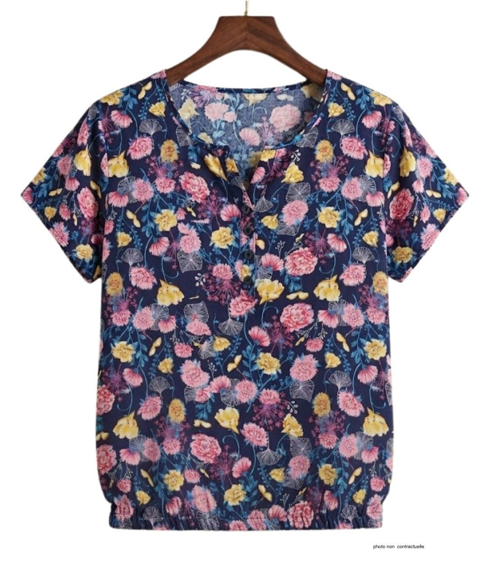MAYFLOWER VICTOIRE1 Chemisier Imprimé Bleu et Rose