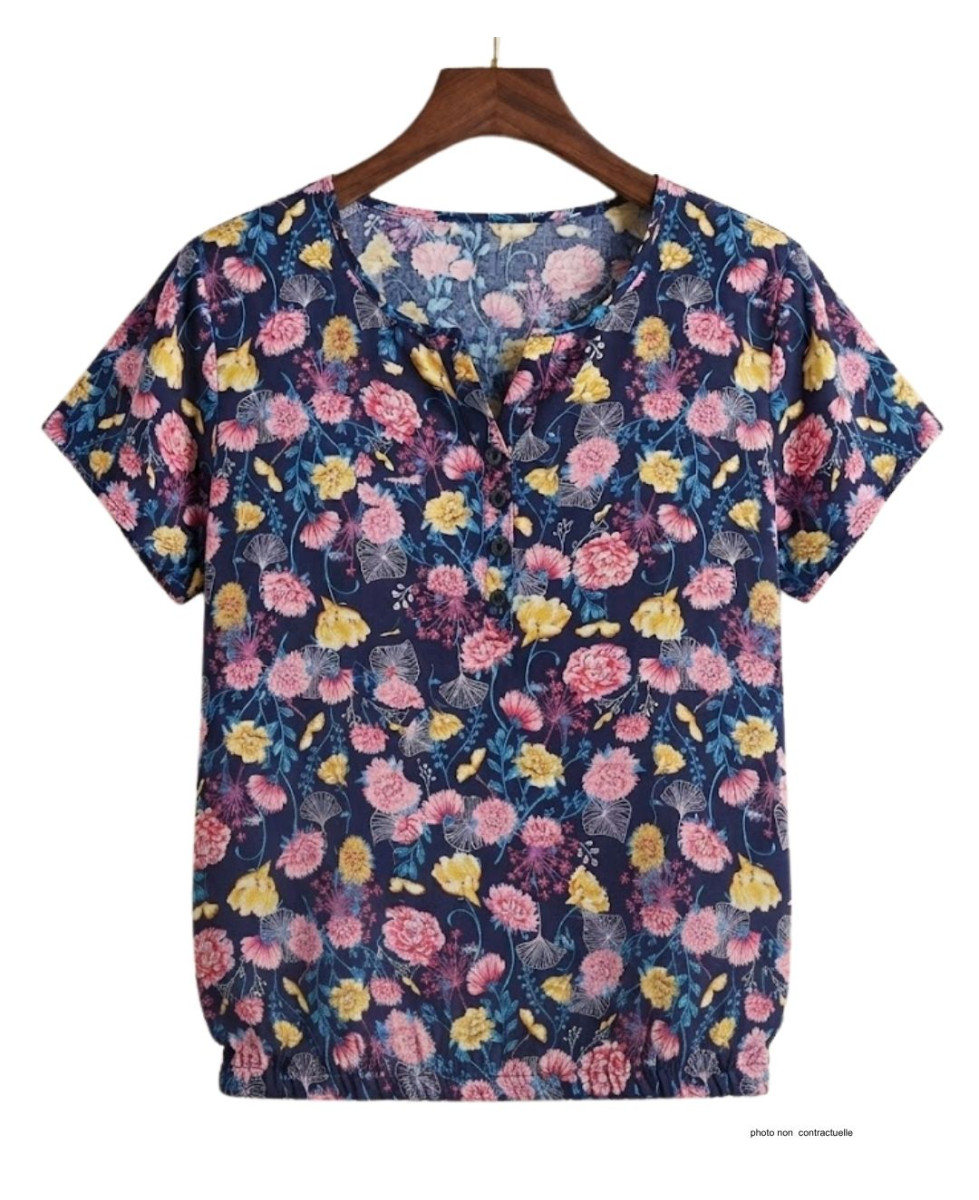 MAYFLOWER VICTOIRE1 Chemisier Imprimé Bleu et Rose