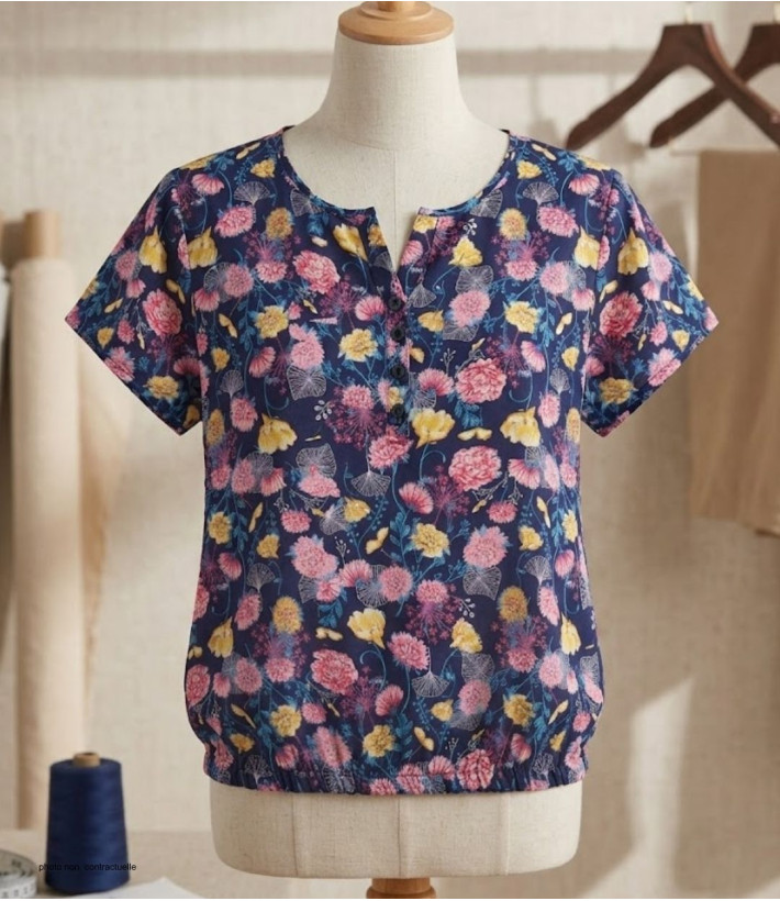 MAYFLOWER VICTOIRE1 Chemisier Imprimé Bleu et Rose