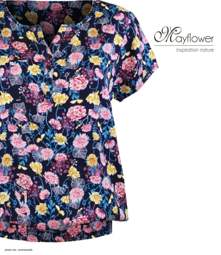 MAYFLOWER VICTOIRE1 Chemisier Imprimé Bleu et Rose