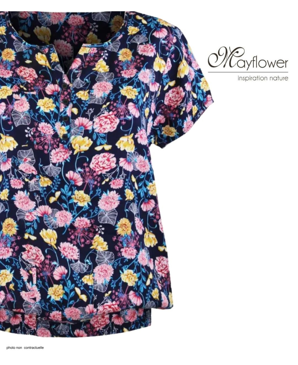 MAYFLOWER VICTOIRE1 Chemisier Imprimé Bleu et Rose