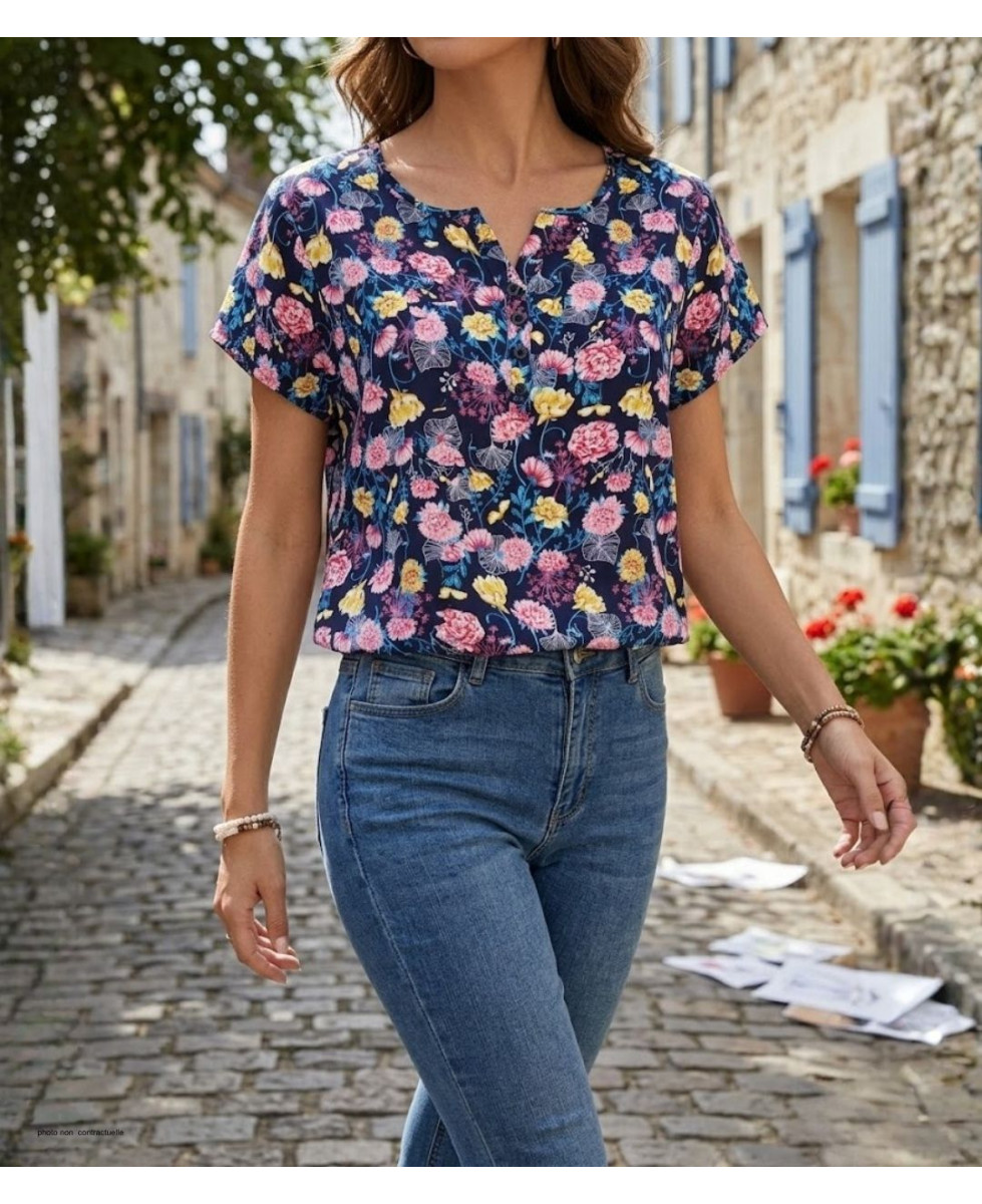 MAYFLOWER VICTOIRE1 Chemisier Imprimé Bleu et Rose