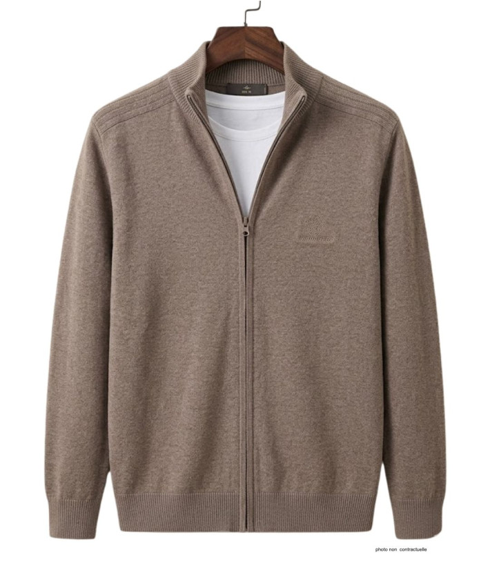 Cardigan WINCHESTER CLINTON3 | Gilet Zippé Pur Coton Beige
