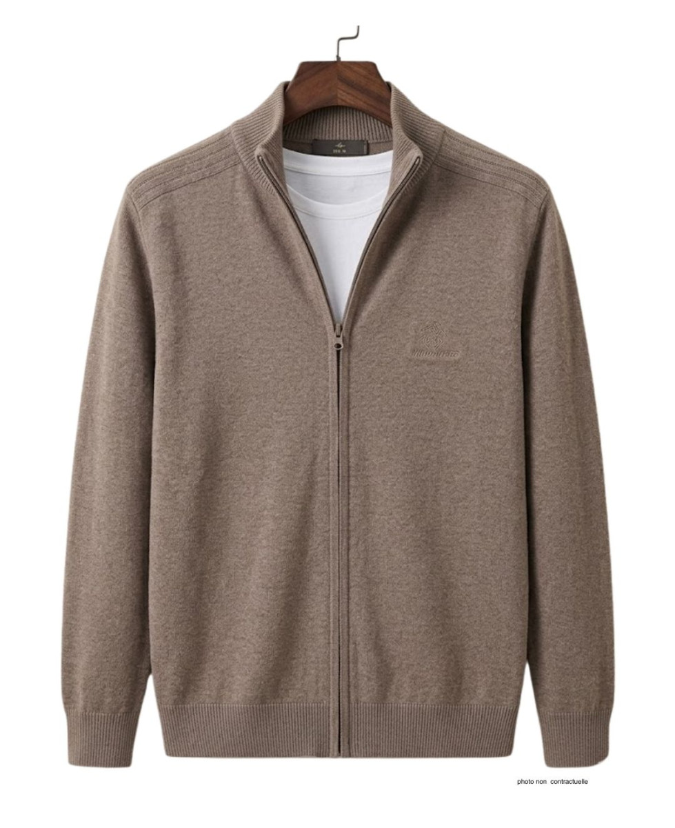 Cardigan WINCHESTER CLINTON3 | Gilet Zippé Pur Coton Beige