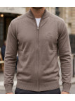 Cardigan zippé pour homme de la marque WINCHESTER modèle CLINTON3 en maille de coton de couleur beige, vue de face.