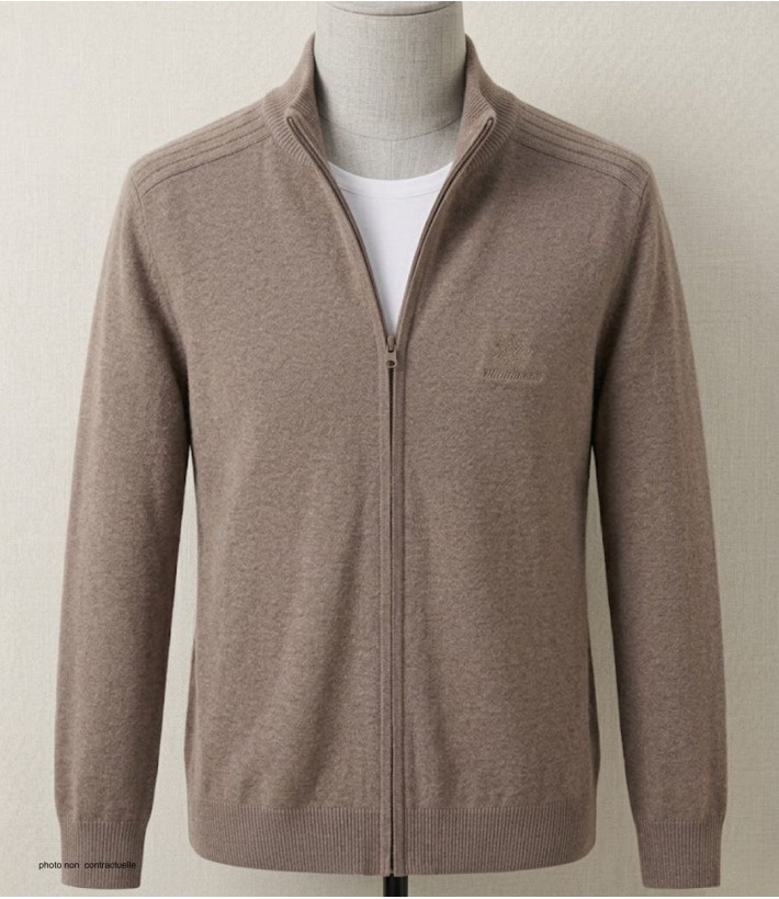 Cardigan WINCHESTER CLINTON3 | Gilet Zippé Pur Coton Beige