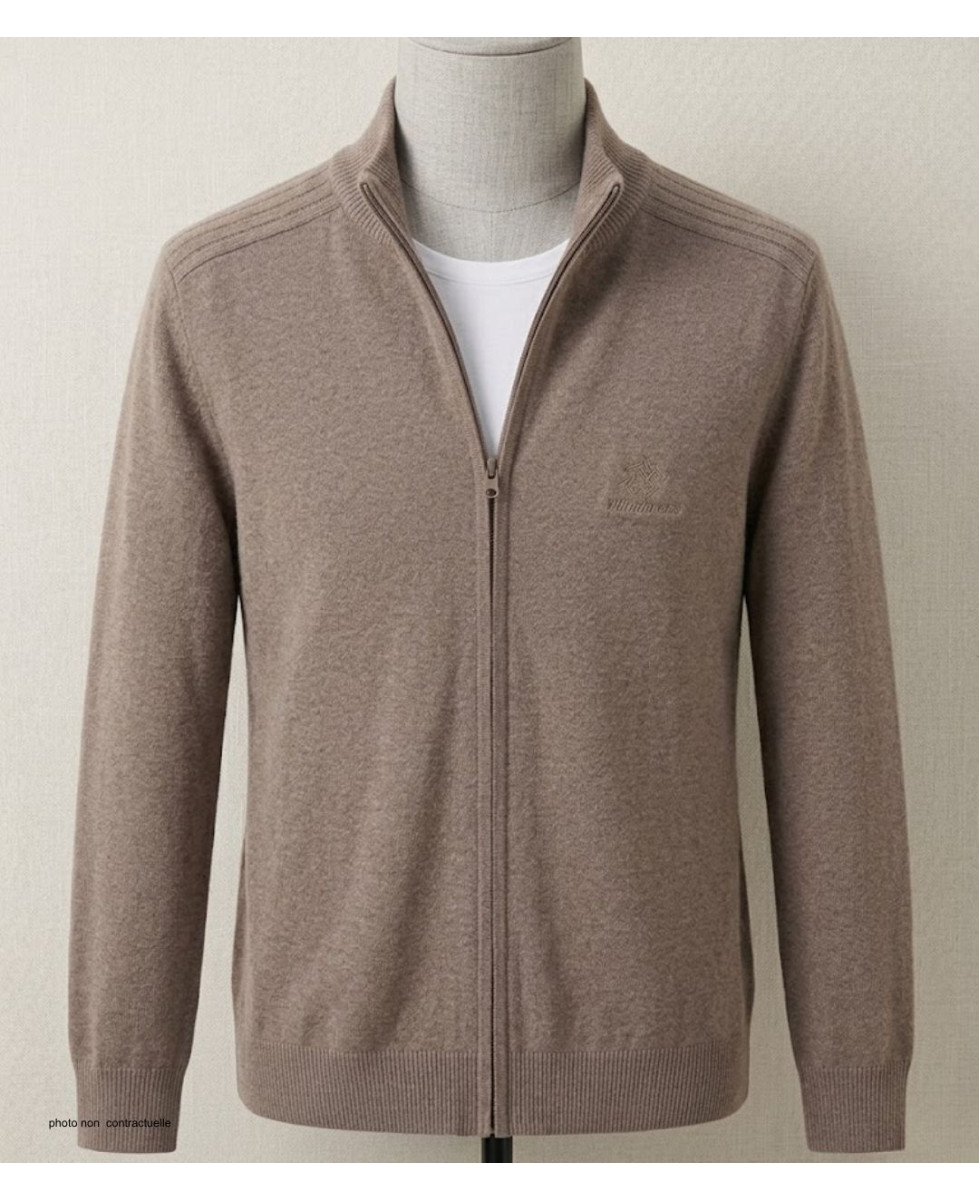 Cardigan WINCHESTER CLINTON3 | Gilet Zippé Pur Coton Beige