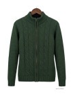 Cardigan torsadé olive femme SAMY2 – Zippé, laine & acrylique