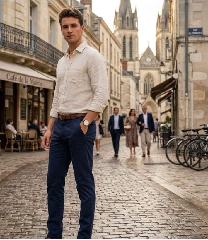 Chino CHALLENGER PANT2002A | Pantalon Stretch Bleu Marine