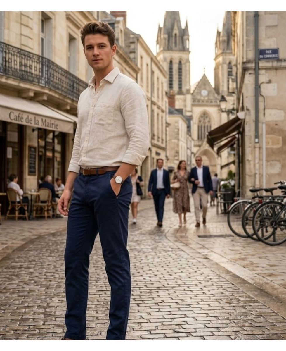 Chino CHALLENGER PANT2002A | Pantalon Stretch Bleu Marine