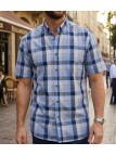 Chemise manches courtes pour homme de la marque CHALLENGER modèle TADEK1 en coton fils teints avec poche poitrine, vue de face.