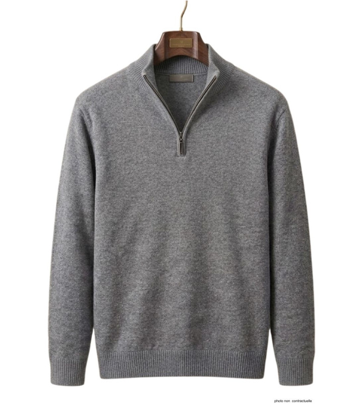 Pull col montant zippé CHALLENGER PUL2005A – Gris chaud