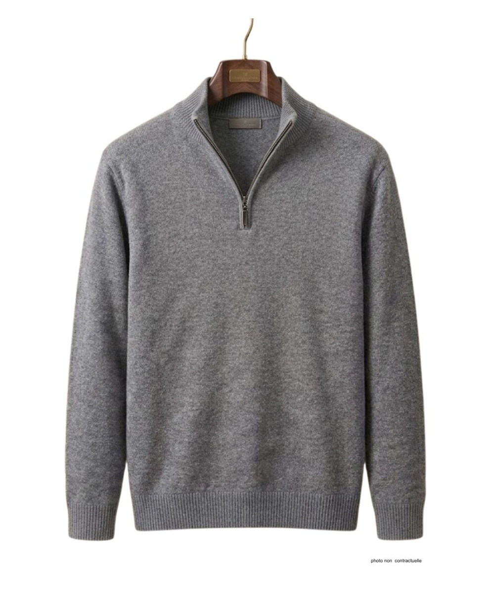 Pull col montant zippé CHALLENGER PUL2005A – Gris chaud