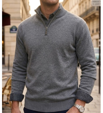 Pull col montant zippé CHALLENGER PUL2005A – Gris chaud