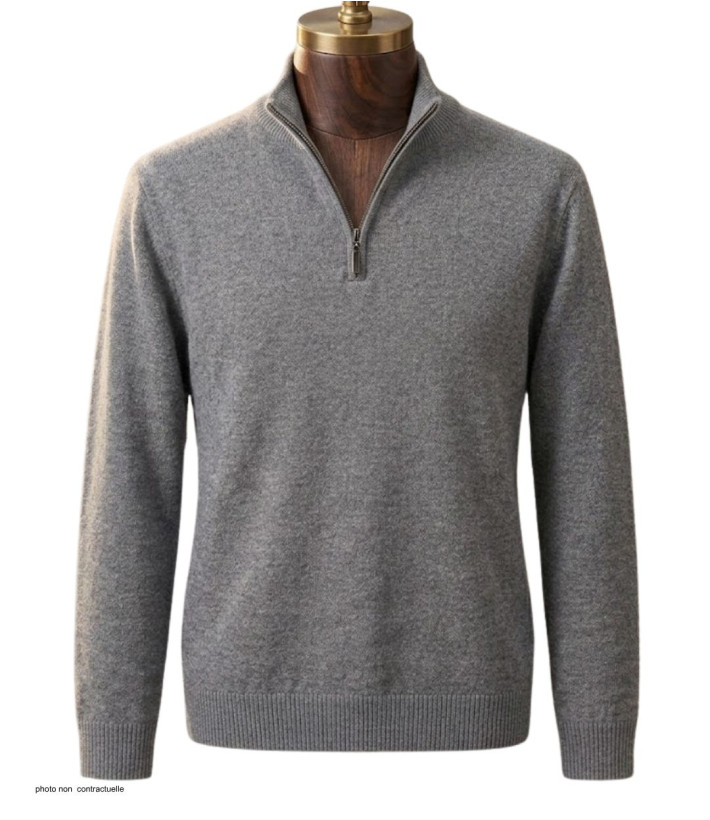 Pull col montant zippé CHALLENGER PUL2005A – Gris chaud