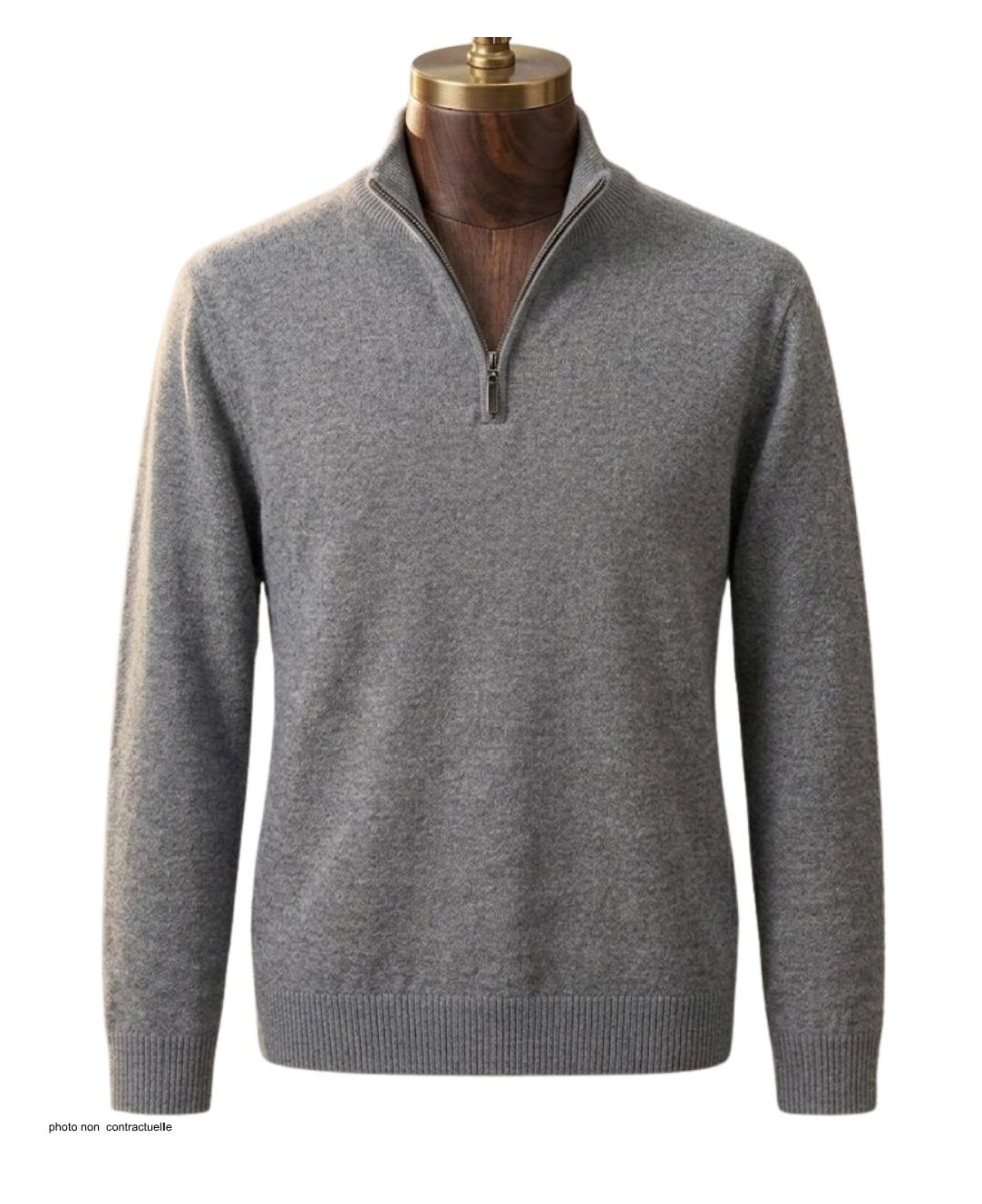 Pull col montant zippé CHALLENGER PUL2005A – Gris chaud