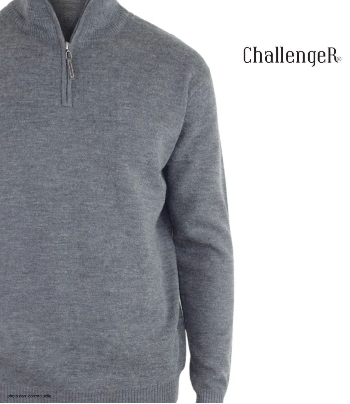 Pull col montant zippé CHALLENGER PUL2005A – Gris chaud