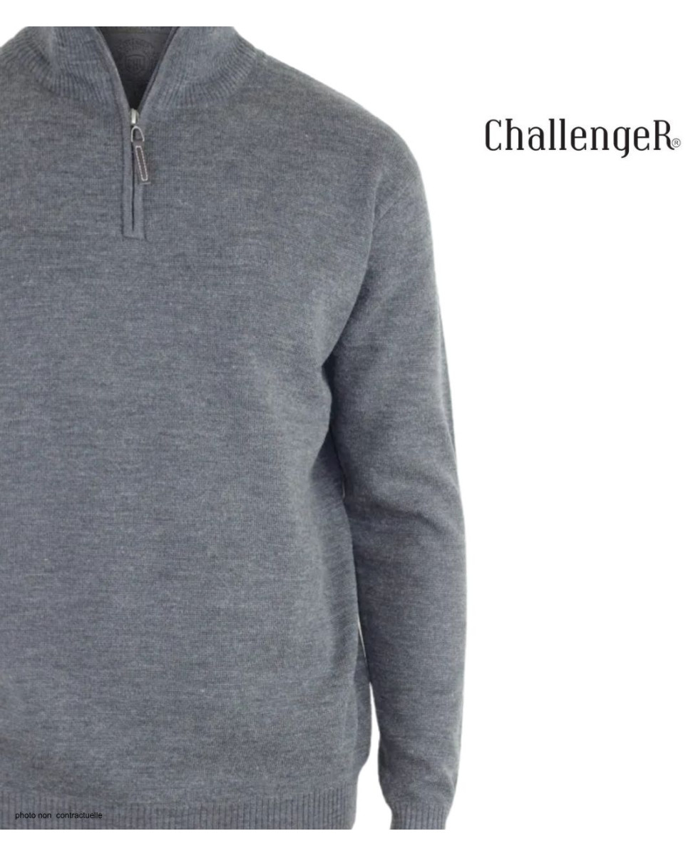 Pull col montant zippé CHALLENGER PUL2005A – Gris chaud