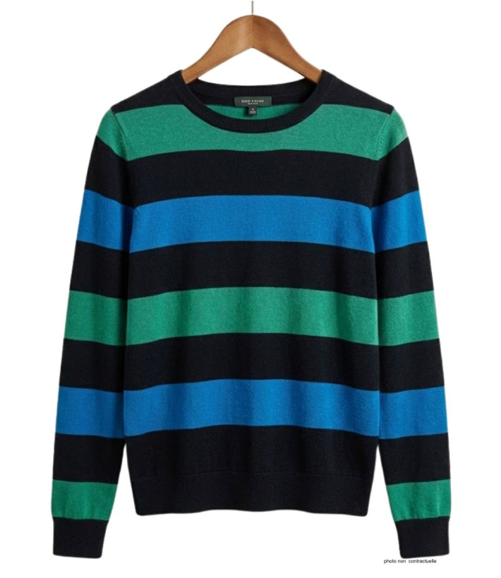 MAYFLOWER PAGODE2N - Pull large rayure en pur coton doux