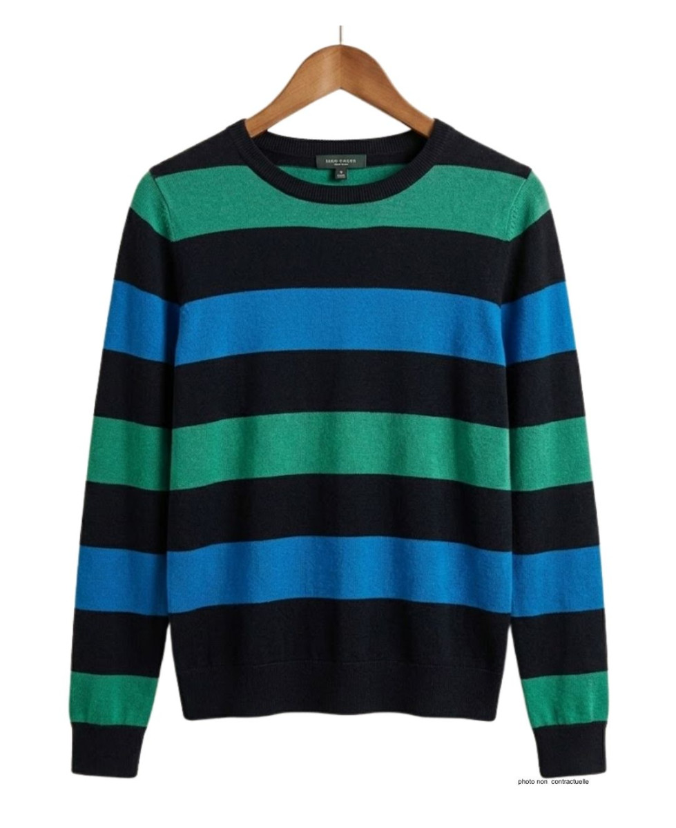 MAYFLOWER PAGODE2N - Pull large rayure en pur coton doux
