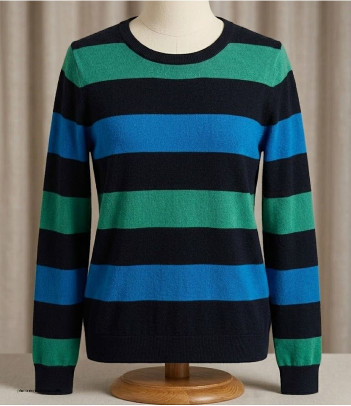 MAYFLOWER PAGODE2N - Pull large rayure en pur coton doux