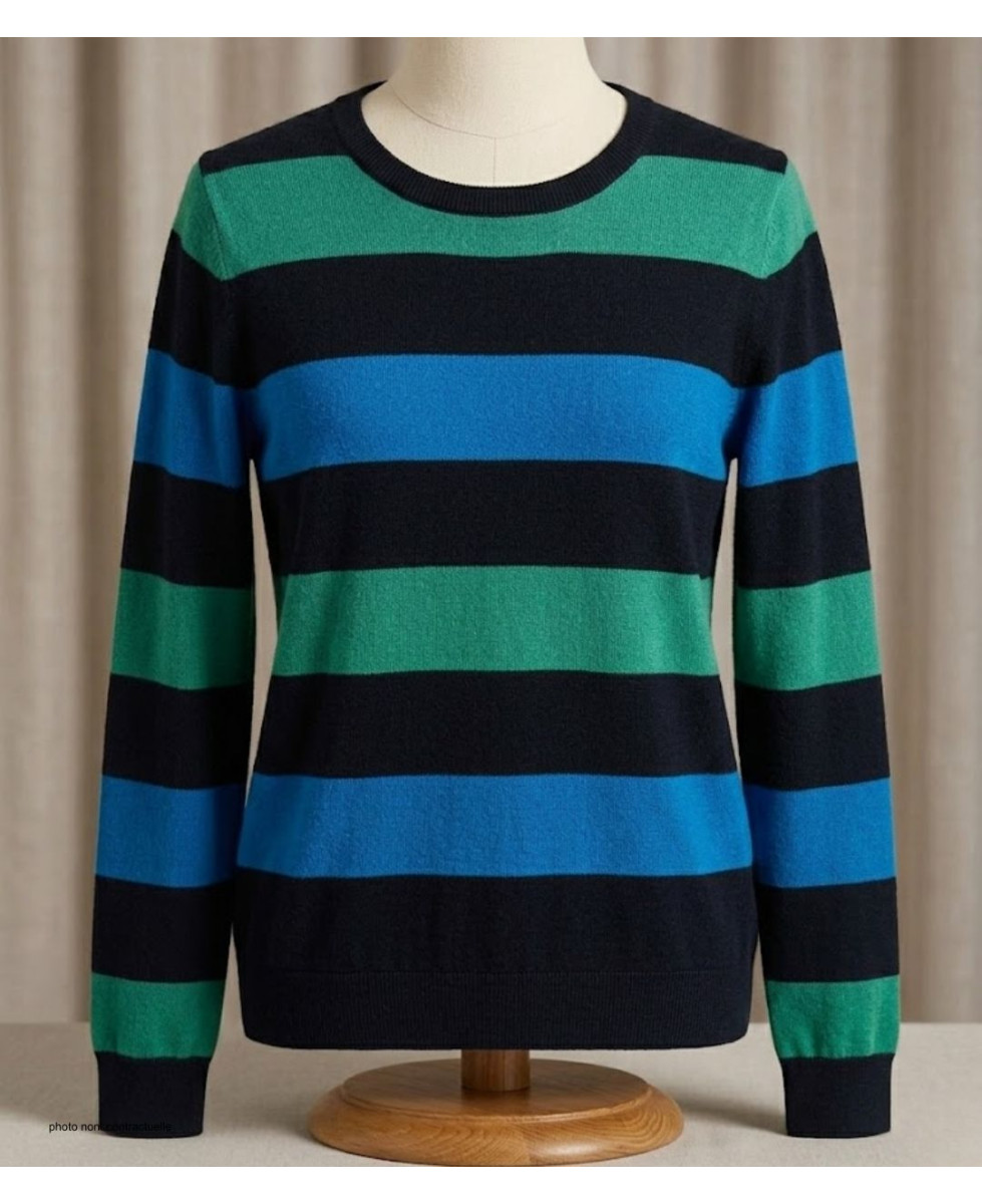 MAYFLOWER PAGODE2N - Pull large rayure en pur coton doux