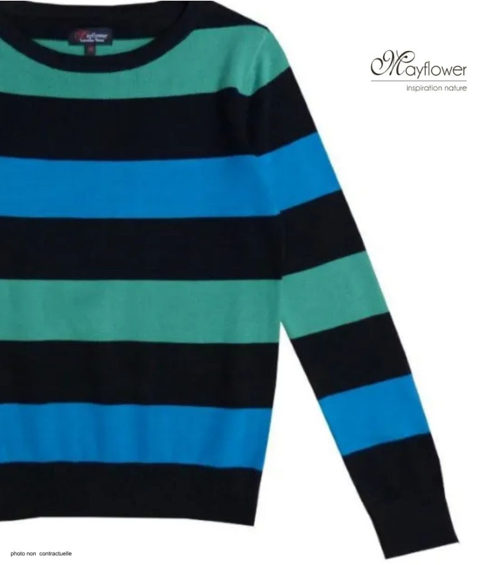 MAYFLOWER PAGODE2N - Pull large rayure en pur coton doux