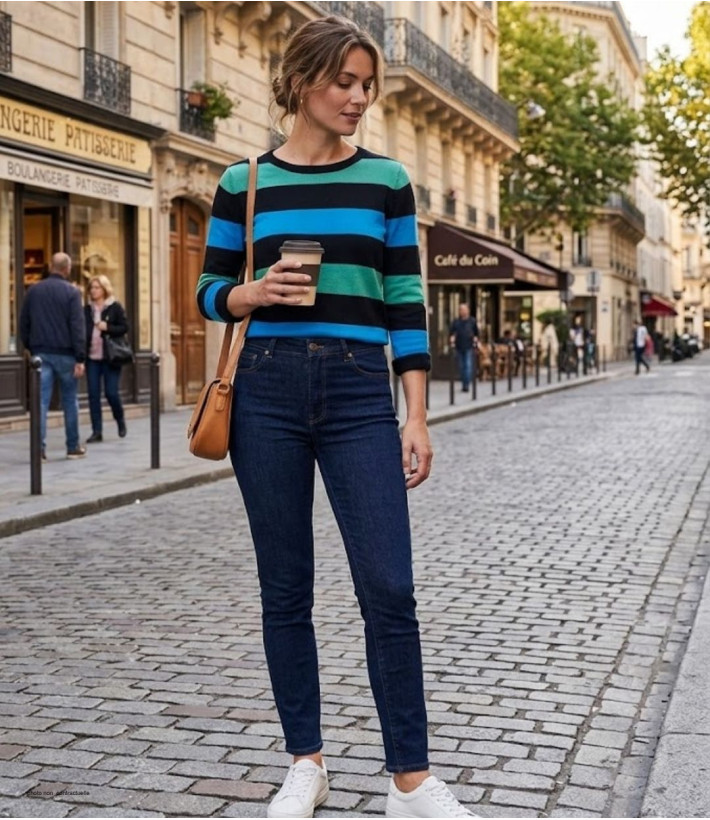 MAYFLOWER PAGODE2N - Pull large rayure en pur coton doux