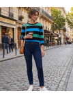 MAYFLOWER PAGODE2N - Pull large rayure en pur coton doux