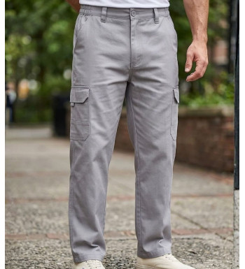 Pantalon cargo multipoches gris pour homme de la marque CHALLENGER modèle VALLON2 avec taille élastiquée.