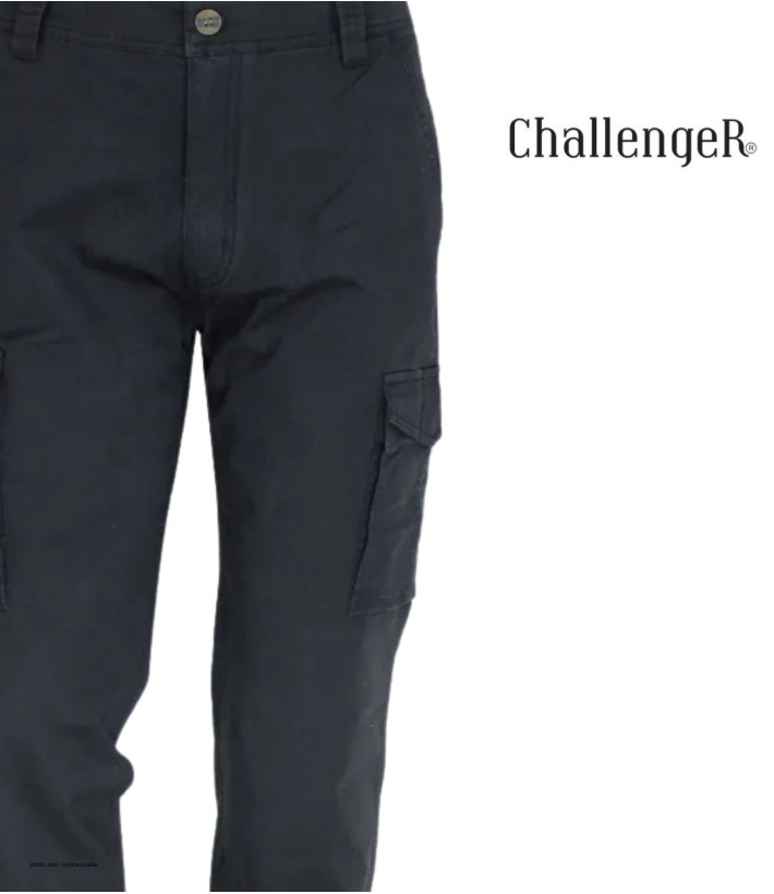 Challenger PANT2001C : Pantalon Cargo Noir Stretch & Confort