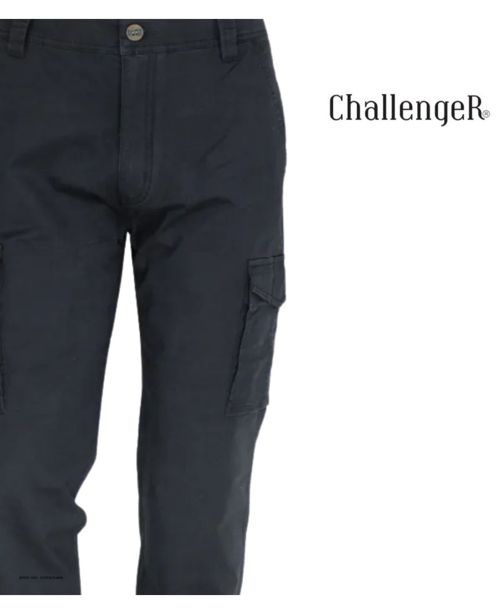 Challenger PANT2001C : Pantalon Cargo Noir Stretch & Confort