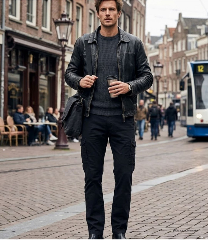Challenger PANT2001C : Pantalon Cargo Noir Stretch & Confort